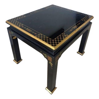 Vintage Jasper Cabinet Co. Black & Gold Chinoiserie Accent Side Table For Sale