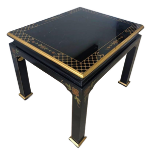 Vintage Jasper Cabinet Co. Black & Gold Chinoiserie Accent Side Table