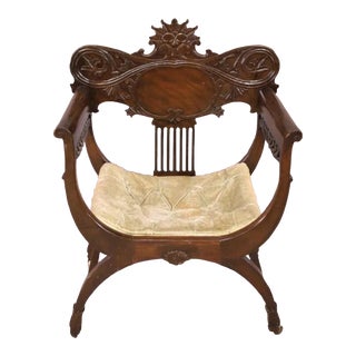 Early 19th Century Victorian Carved Mahogany Hall Chair For Sale