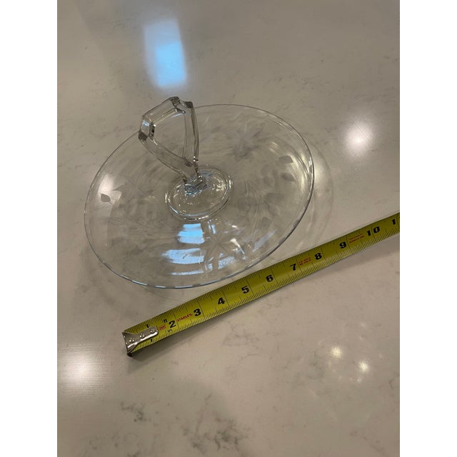 Glass Vintage Cut Glass Serving Tray For Sale - Image 7 of 8