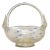 Vintage Murano Gold Flecks White Blue Daisy Pattern Italian Art Glass Rope Handle Basket Bowl For Sale