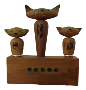 Oak Cat Corkscrew Bottle Opener and Cork, 1960s