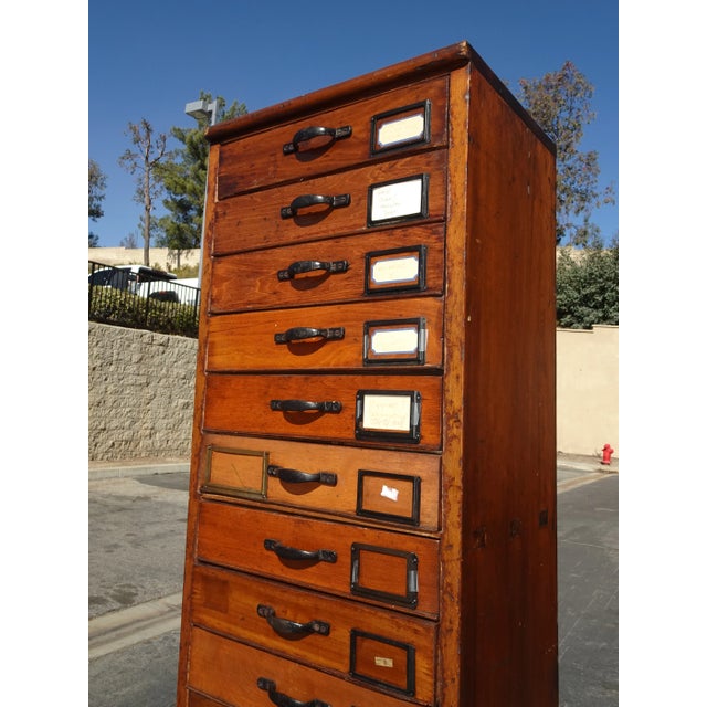 Antique 79" English Notary 18 Drawers File Cabinet For Sale - Image 4 of 12