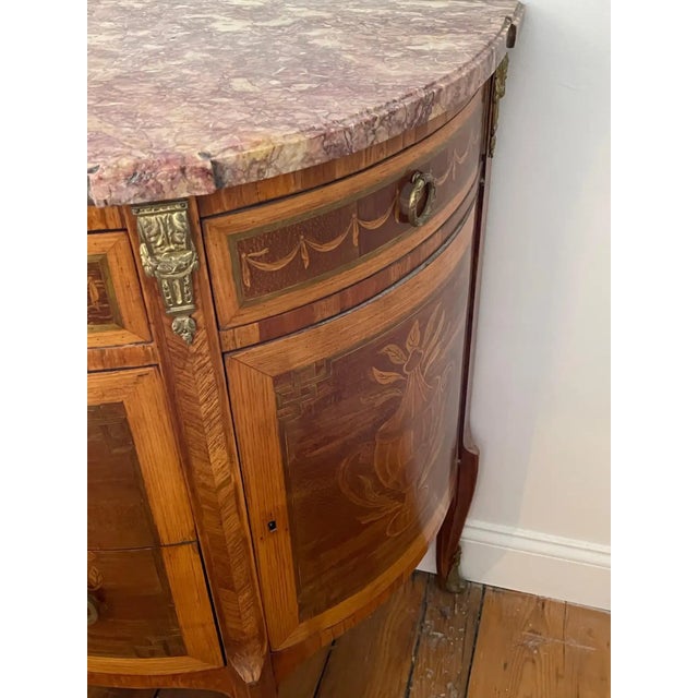 Pair of Neoclassical Kingwood Demi-Lune Commodes For Sale - Image 10 of 12