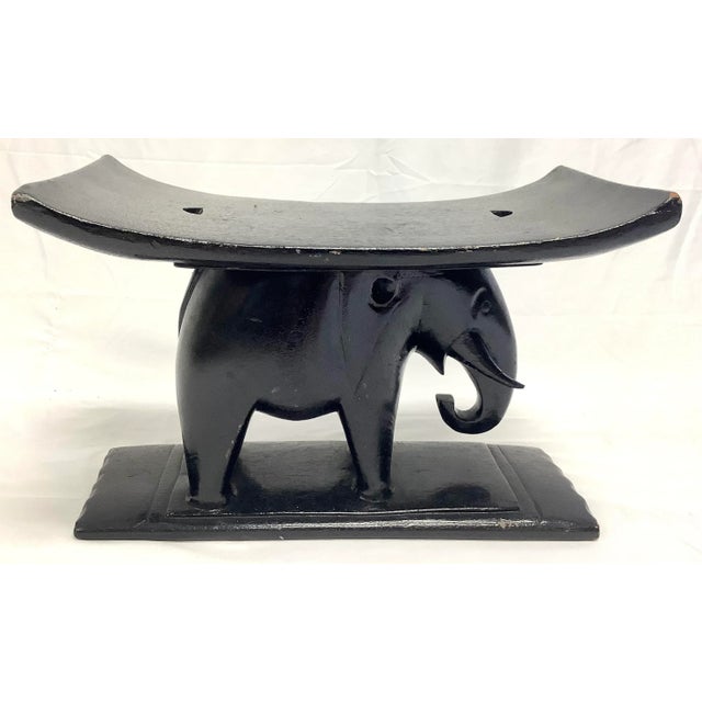 Black African Ghana Wood Elephant Ashanti Bench For Sale - Image 8 of 8