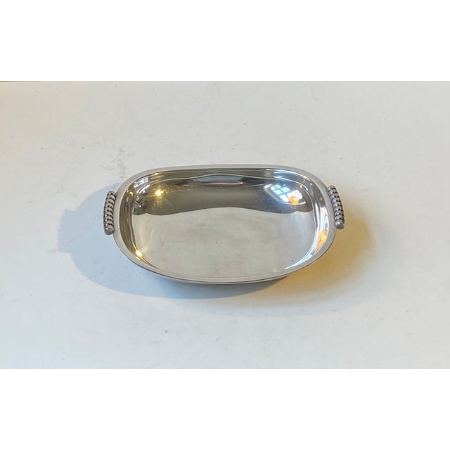 Art Deco Danish Bread Basket in Silver-Plated Brass from Carl M. Cohr, 1940s For Sale - Image 4 of 9