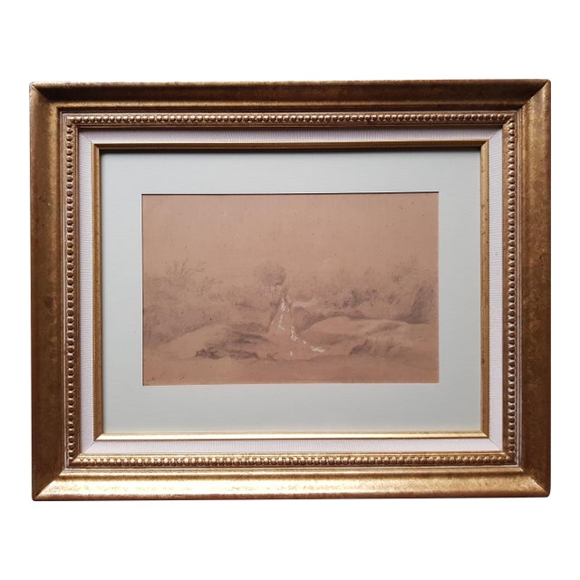 Rousseau Theodore - 1840 - Landscape With Rocks - Large Drawing For Sale