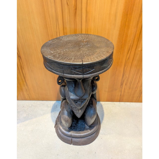 Wood 1940s-1950s Borneo Ancestral Figure Wood Stool | Dayak Tribe For Sale - Image 7 of 9