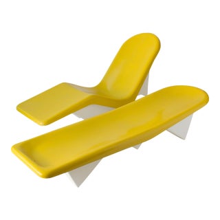 California-Made Fiberglass Patio Lounge Chairs - A Pair For Sale