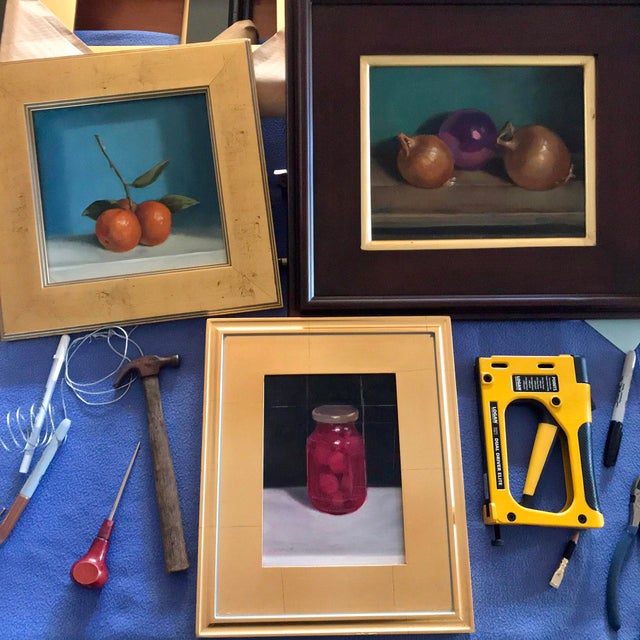 Early 21st Century Onions and Ornament by Nancy Bea Miller | Oil Painting of onions and a purple ornament For Sale - Image 5 of 5