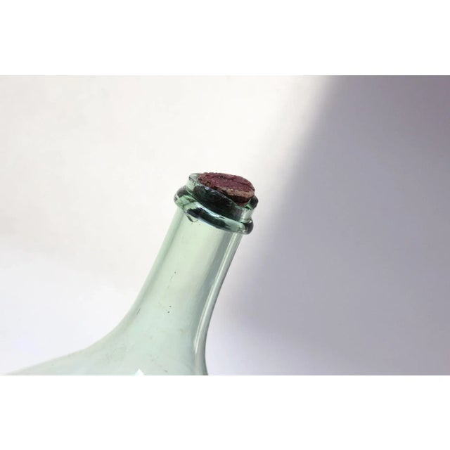 Vintage Bulbous-Form Light Green Demijohn With Cork Stopper For Sale In New York - Image 6 of 12