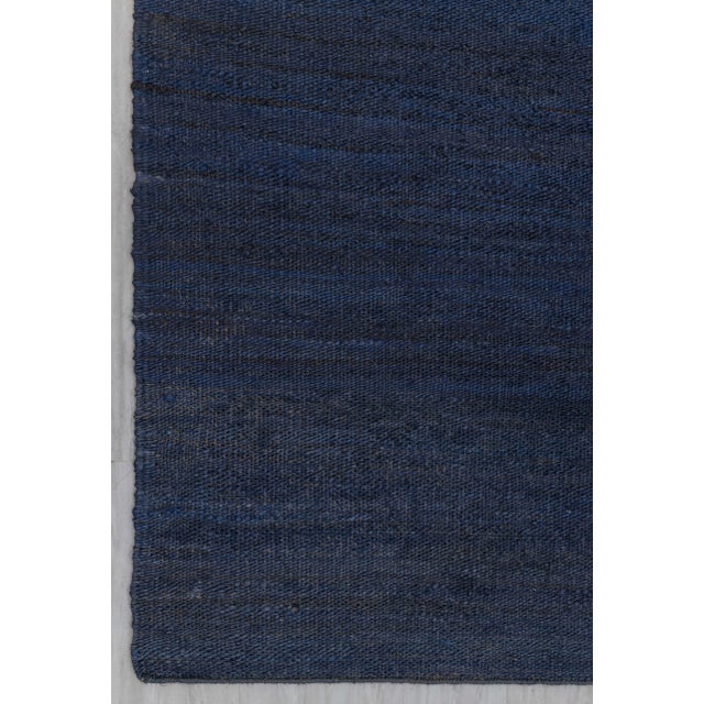 Navy Solid Handwoven Premium Natural Jute Yarn Flatweave Rug 9x12 Ft. For Sale - Image 9 of 12