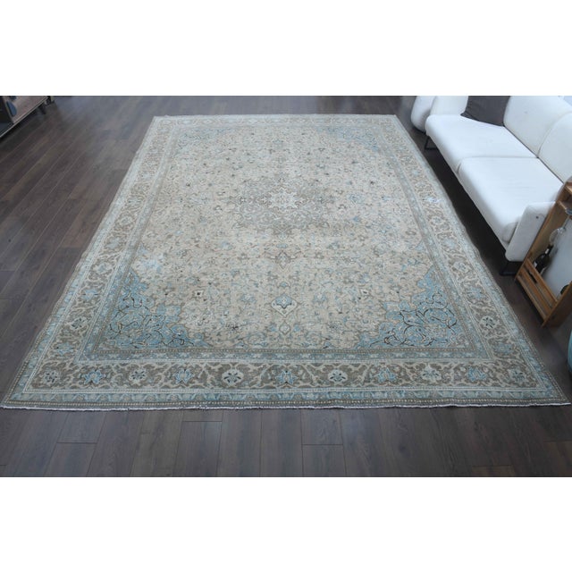 Persian 1970s Vintage Persian Handmade Wool Cotton Brow Area Rug For Sale - Image 3 of 11