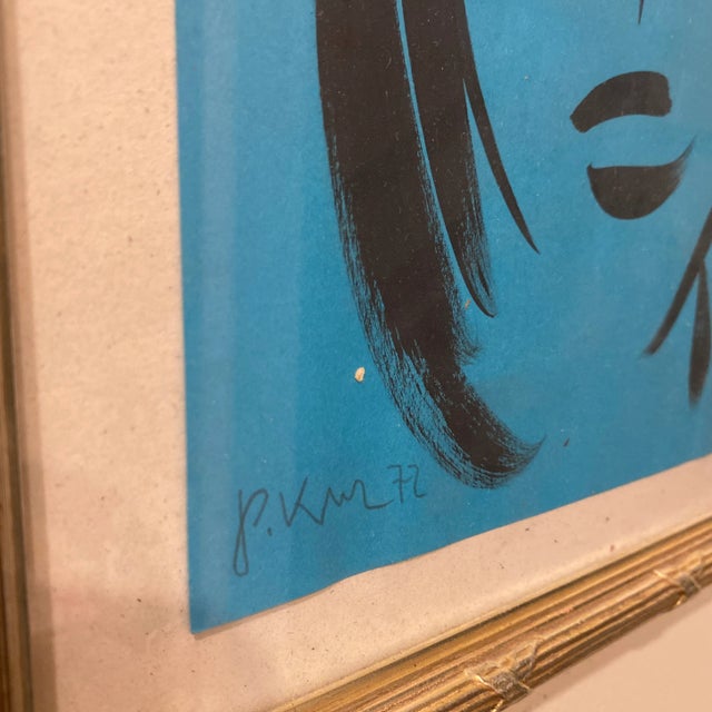 Peter Keil Peter Keil Original Blue Abstract Portrait Paintings - a Pair For Sale - Image 4 of 7