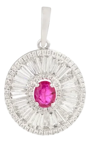 Chunky Ruby Pendant With Diamond in 18k Gold Christmas Present