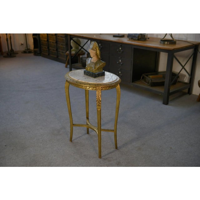 Louis XVI Style Side Table with Curved Base in Gilded Carved Wood, 1960s For Sale - Image 10 of 11