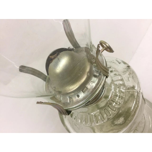 Vintage "An Qing" Glass Hurricane Oil Lamp For Sale - Image 4 of 10