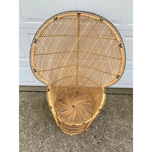 Wood Bohemian Wicker Emanuelle Peacock Chair For Sale - Image 7 of 13