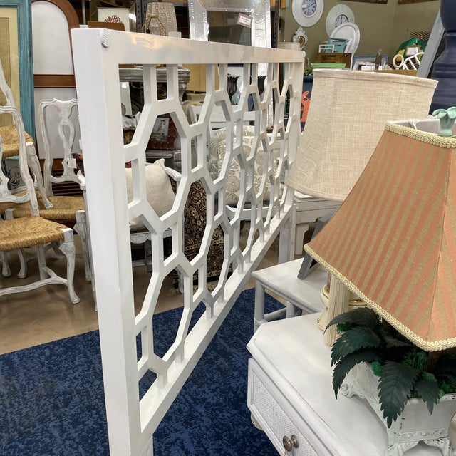 Geometric Fretwork Chinoiserie King Headboard For Sale - Image 4 of 8