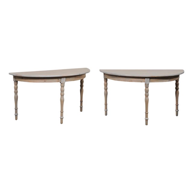 Large Antique Painted Demi-Lunes From Sweden For Sale