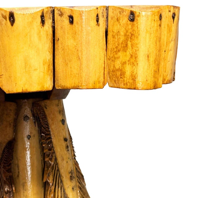 1950s Restored MCM Hawaiian Split Bamboo Side Drinks Table W/ Koa Wood Top For Sale - Image 9 of 9