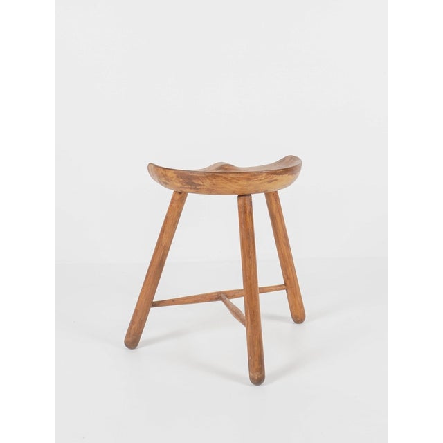 Vintage Wooden Shoemaker Tripod Stool by Arne Hovmand-Olsen, 1950 For Sale - Image 6 of 13