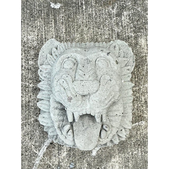 Stone Vintage Cast Concrete Lions Head For Sale - Image 7 of 12
