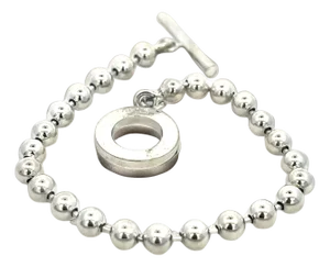 1990s Gucci Estate Toggle Bracelet Size 8 Sterling Silver 8 mm Beads