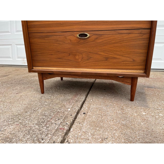1960s Mainline by Hooker Walnut Four Drawer Tall Chest of Drawers- Newly Refinished For Sale - Image 12 of 12