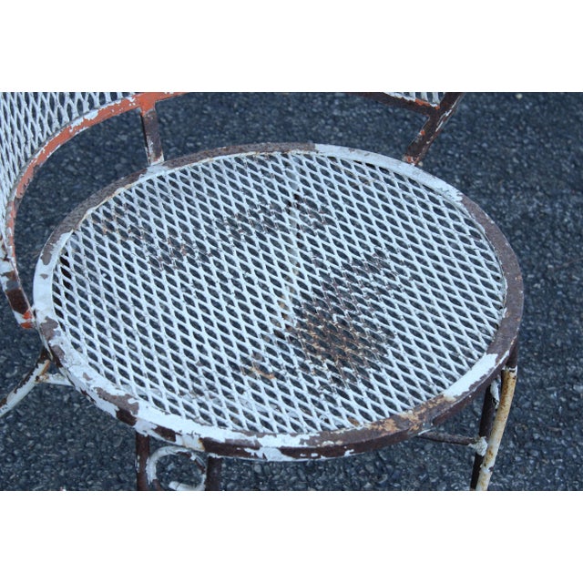 Mid Century Vintage Set of Four Wrought Iron Garden Chairs For Sale - Image 4 of 12