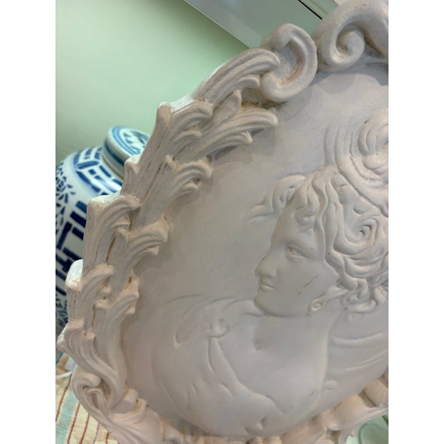 Sculpture Materials Oversized Large French Baroque Cameo Wall Plaque Portrait Relief in Antique White For Sale - Image 7 of 14