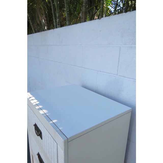 Late 20th Century Hollywood Regency Painted Woven Wicker Tall Narrow Lingerie Jewelry Chest For Sale - Image 9 of 13