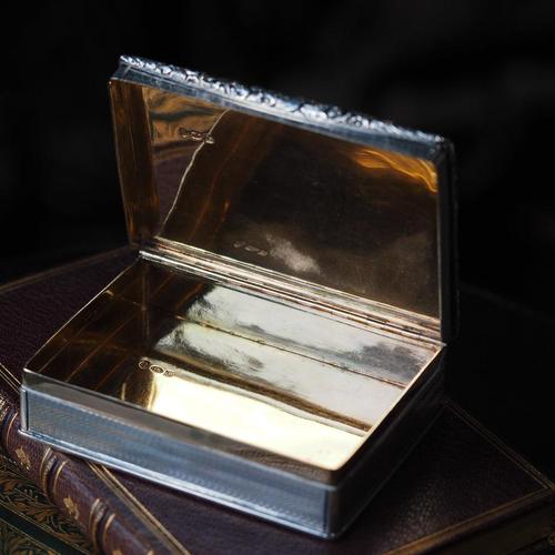 Large Antique Georgian Silver Table Snuff Box with Floral Chased Border from Joseph Willmore, 1832 For Sale - Image 16 of 18