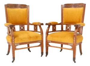 Set of Art Nouveau Arts and Crafts Armchairs in Oak by Royal H.F. Jansen & Zonen Amsterdam