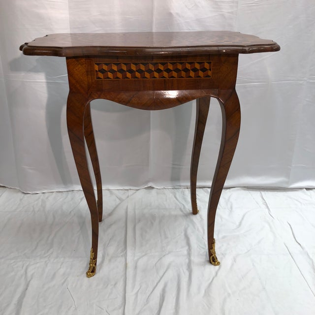 Late 18th Century Late 18th Century Antique Louis XV Style Walnut Marquetry Side Table For Sale - Image 5 of 10