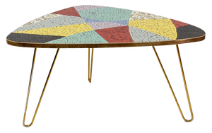 Colorful Mosaic and Brass Coffee Table, Italy, 1950s