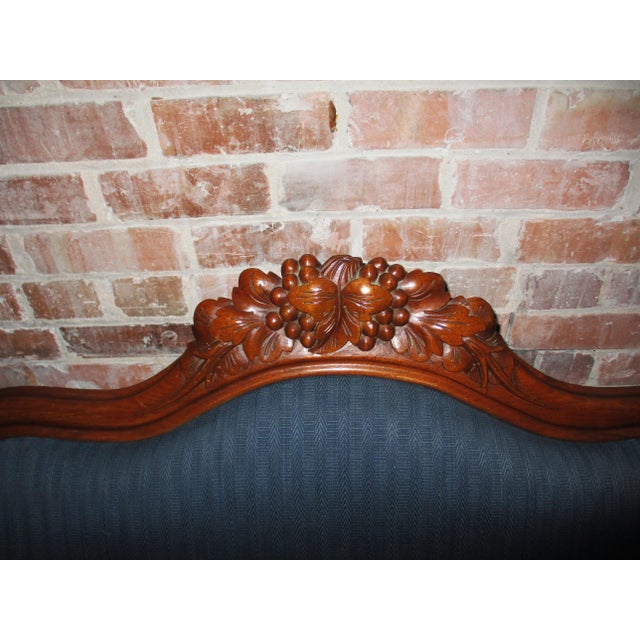 Late 19th Century Antique Victorian Ornate Heavily Carved Walnut Loveseat For Sale - Image 4 of 16