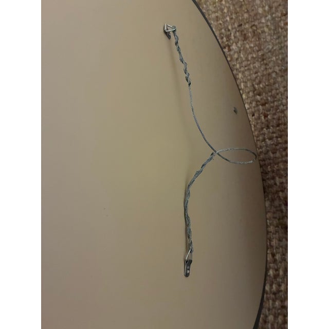 Vintage 1957 Mid-Century Venetian Art Deco Oval Wall Mirror - Frosted & Etched Floral Glass Border, Smooth Wood Backing For Sale - Image 11 of 14