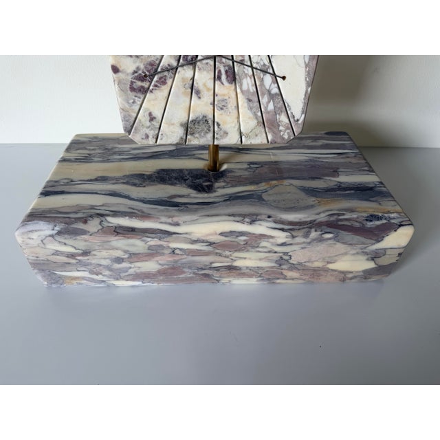 1980’s Italian Postmodern Geometric Abstract Carved Calacatta Viola Marble Sculpture For Sale In Miami - Image 6 of 12
