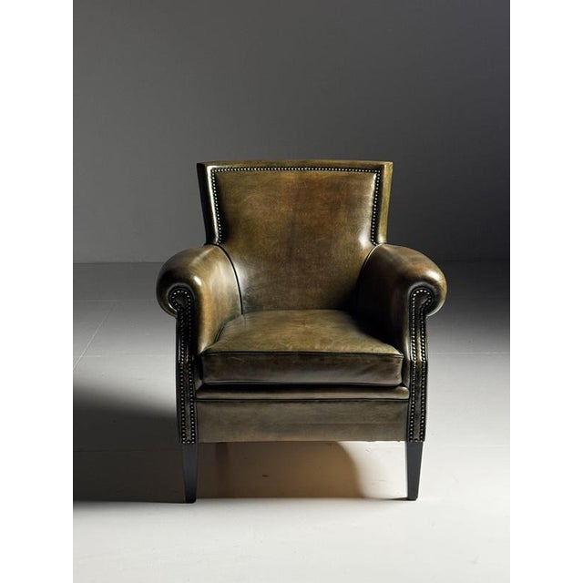 Green Sheepskin Club Armchair For Sale - Image 10 of 15
