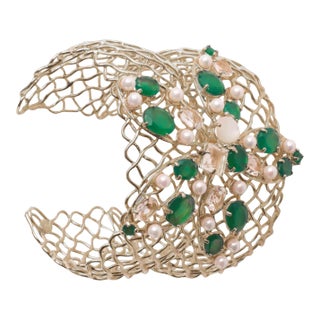 Gianna Cuff in Green & Silver For Sale