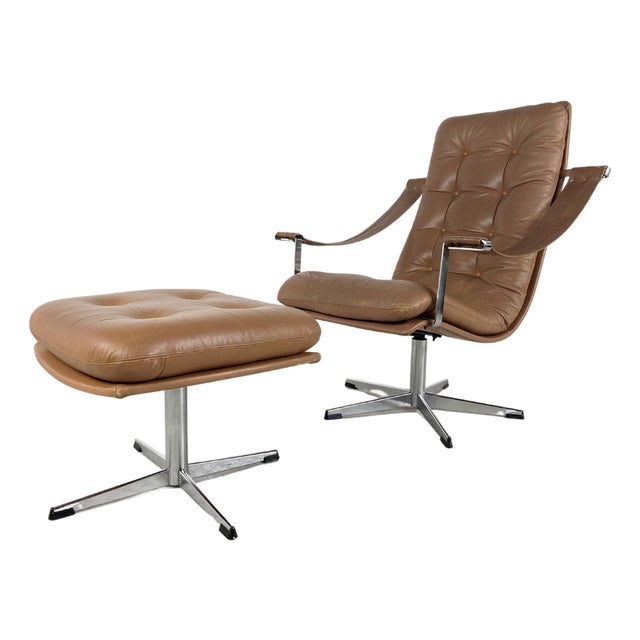 Set of Mid-Century Lounge Chair and Ottoman attributed to Geoffrey Harcourt, 1960s For Sale