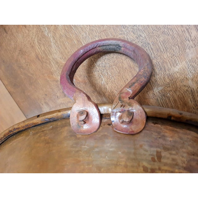 Hand Hammered French Copper XXXL Pan Brass Handles For Sale - Image 12 of 17