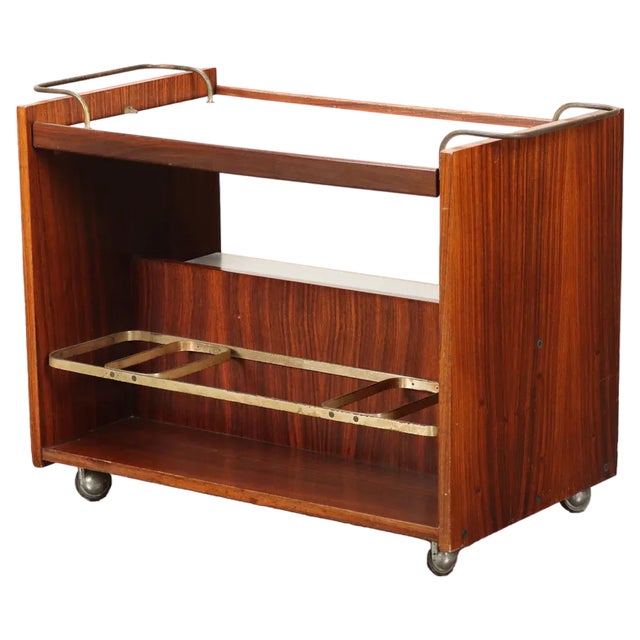 Serving Trolley in Wood, Italy, 1960s For Sale