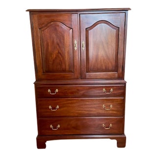 1970s Vintage Henkel Harris Mahogany Armoire – Gentlemen’s Chest For Sale