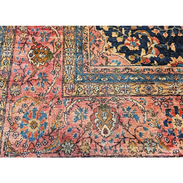 19th Century Oversized Persian Farahan Sarouk Rug, Hand-Knotted Wool, Allover Geometric Design, Navy & Red, 11x17 For Sale - Image 15 of 16