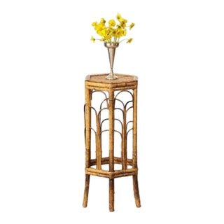 19th Century English Colonial Hexagonal Bamboo Plant Stand For Sale