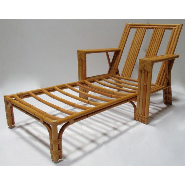 C.1990''s David Sutherland "Makassar" Collection Leather-Strapped Bamboo Rattan Chaise For Sale - Image 13 of 13