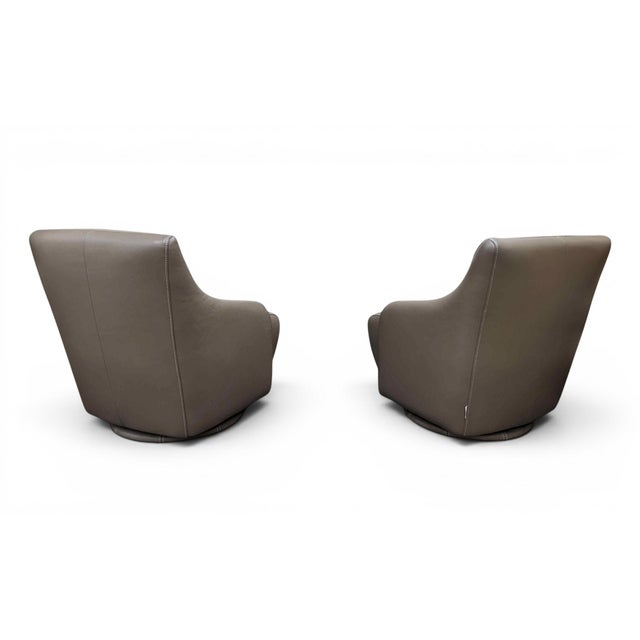W. Schillig Leather Nikki Swivel Lounge Chairs, a Pair For Sale - Image 14 of 17
