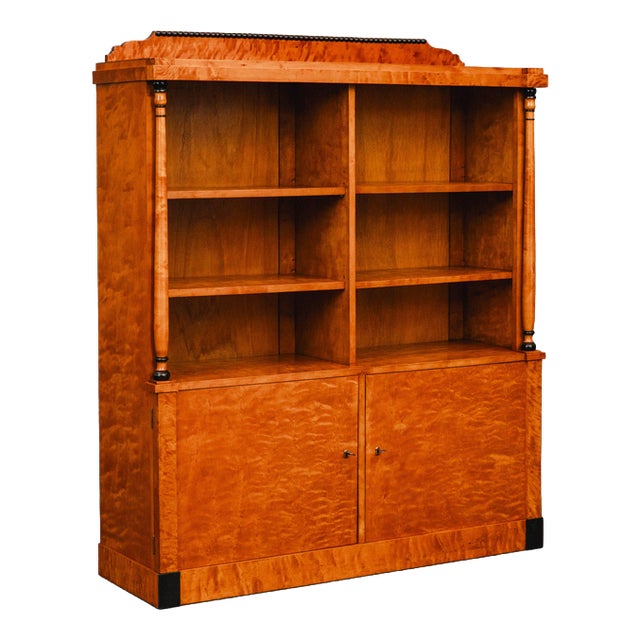 Biedermeier Style Bookcase in Birch For Sale